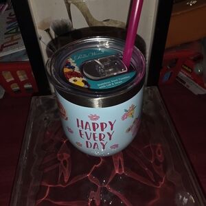 The Pioneer Woman Teal Floral Tumbler with Pink Straw
